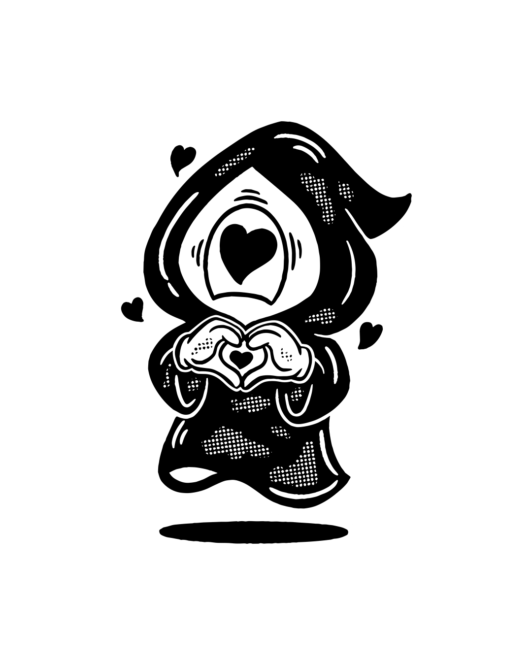 Overseer character with heart hands